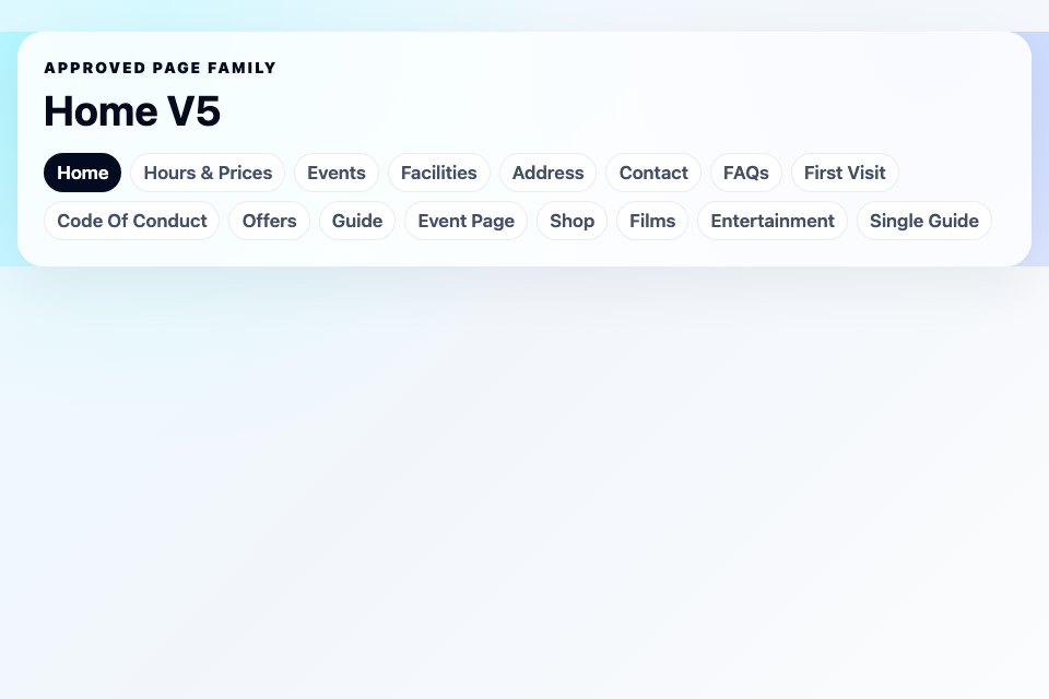 Approved page family switcher section preview